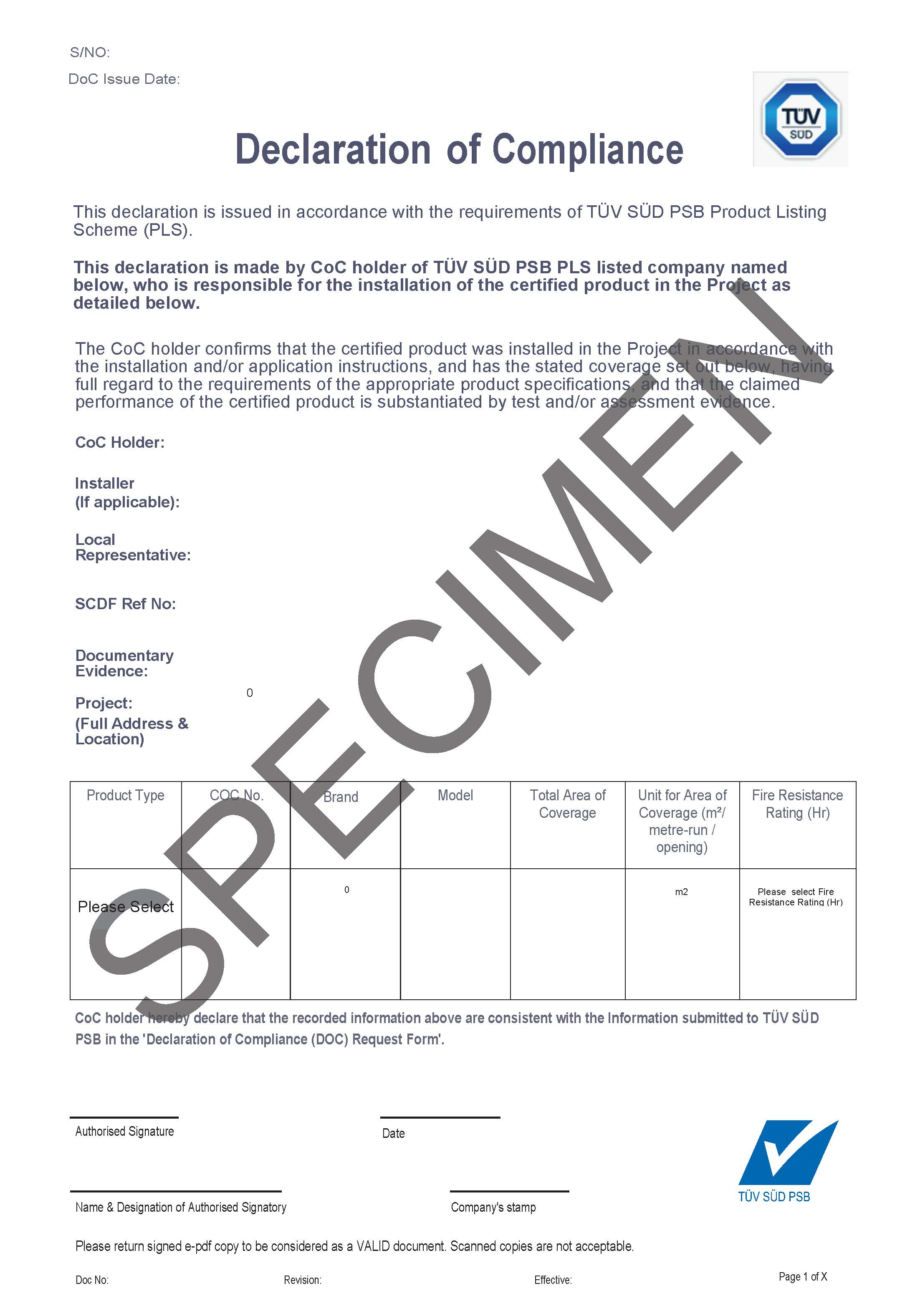 Declaration of Compliance for Element Testing Services